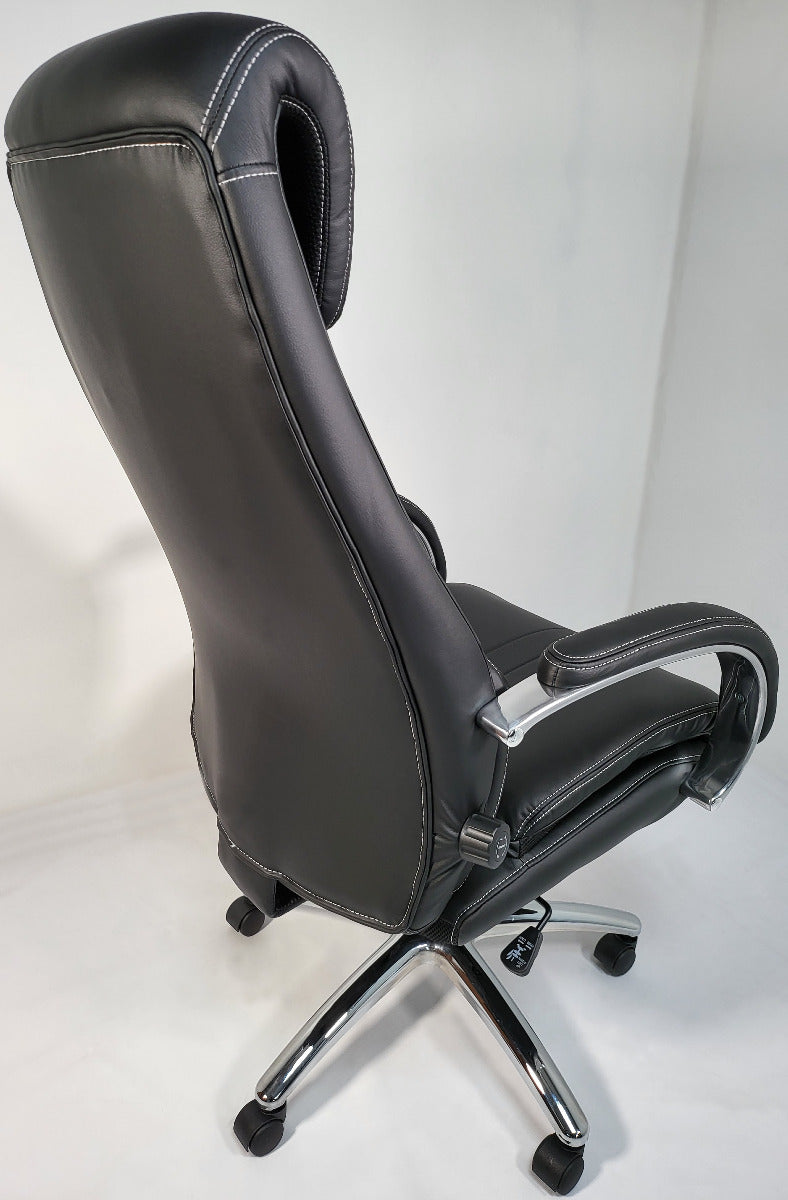 Black Leather Executive Office Chair with Manual Lumbar Control - 2119